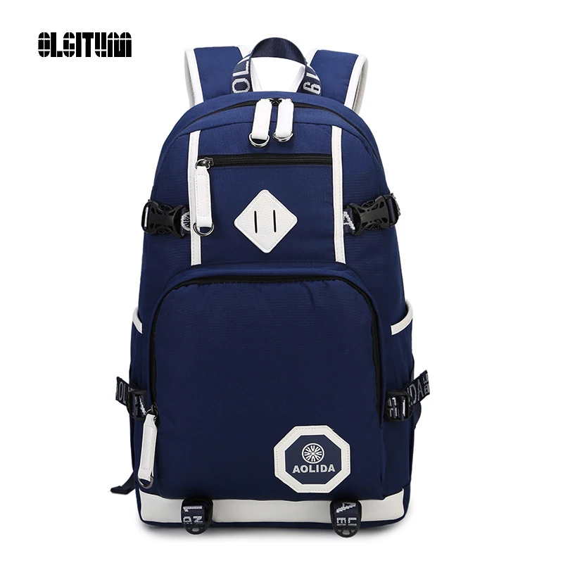 OLGITUM 2017 Middle student School Bags College Wind Shoulder Bag Oxford Waterproof Retro Backpack Men Bag