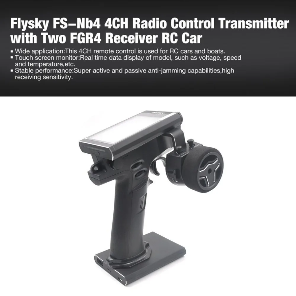 

Flysky FS-Nb4 4CH Radio Remote Control Transmitter with Two FGR4 Receiver for RC Car Boat with Touch Screen Detachable Base