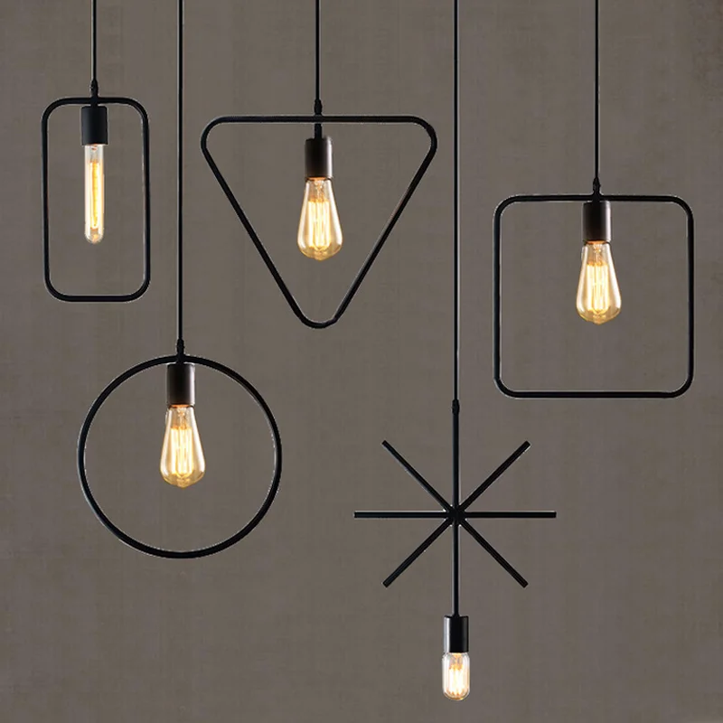 

Nordic geometric lines wrought iron graphic Pendant Lights diamond clothing store restaurant lamps WF4081754