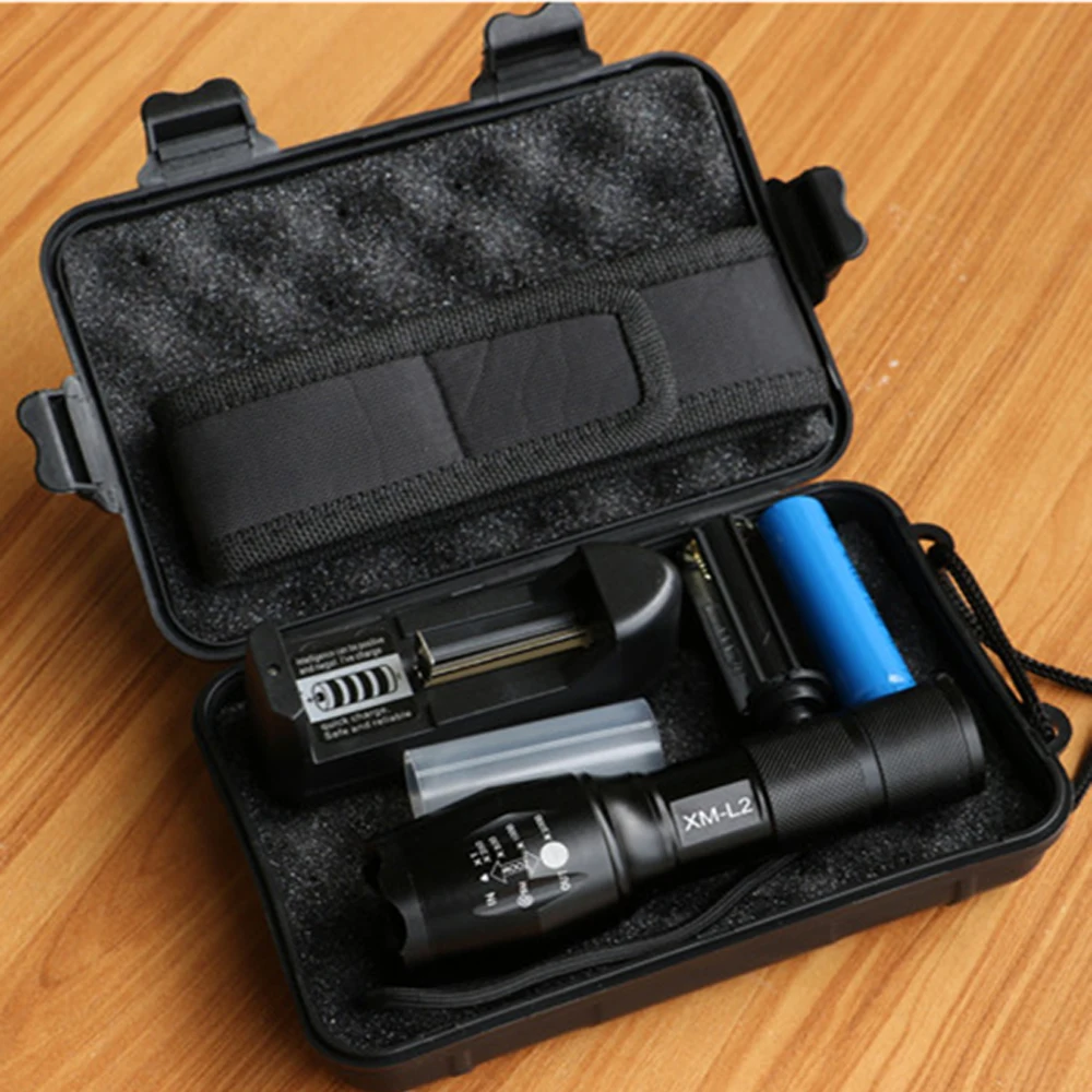 Lanterna LED lanterna Tática 8000 Lumens CREE XM-T6/L2 Zoomable 5 Modos de alumínio Lanterna LED Lanternas Tocha Para Camping
