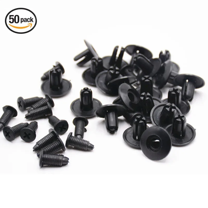 50pcs/Set 8mm Universal Car clips Plastic fastener for Bumper Fender