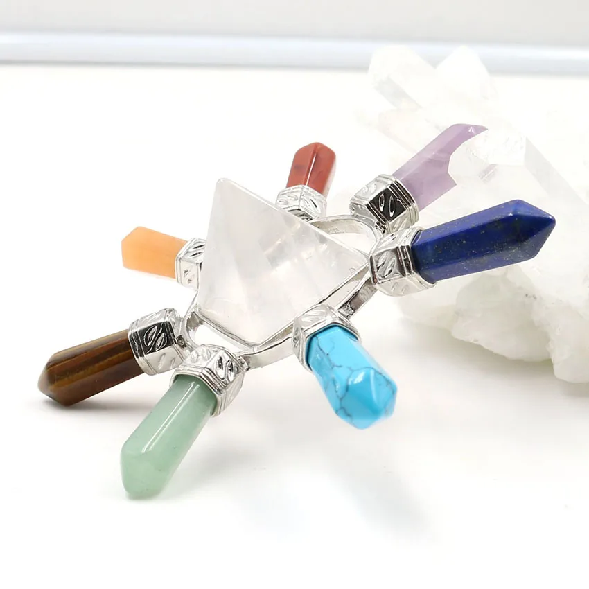 

XSM Reiki Natural Rock Crystal Pyramid 7 Chakra Energy Generators Crystal Points Healing Reiki Yoga Balance Home Deco Jewelry