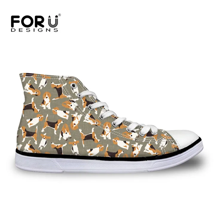 FORUDESIGNS/детская обувь для девочек; Beagles; детская обувь для бега с принтом собаки; удобная обувь на плоской подошве с высоким берцем - Цвет: ZJZ039AT