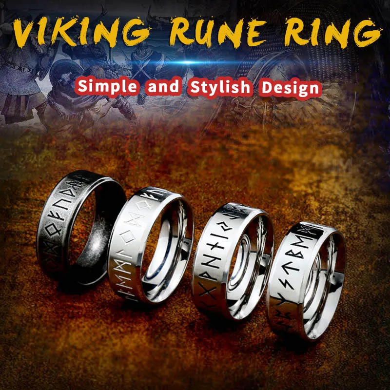 Байер ширина 8 мм модное кольцо Руна викингов Простые Свадебные украшения для мужчин и женщин подарок для влюбленных Ретро стиль Прямая поставка WR-R105