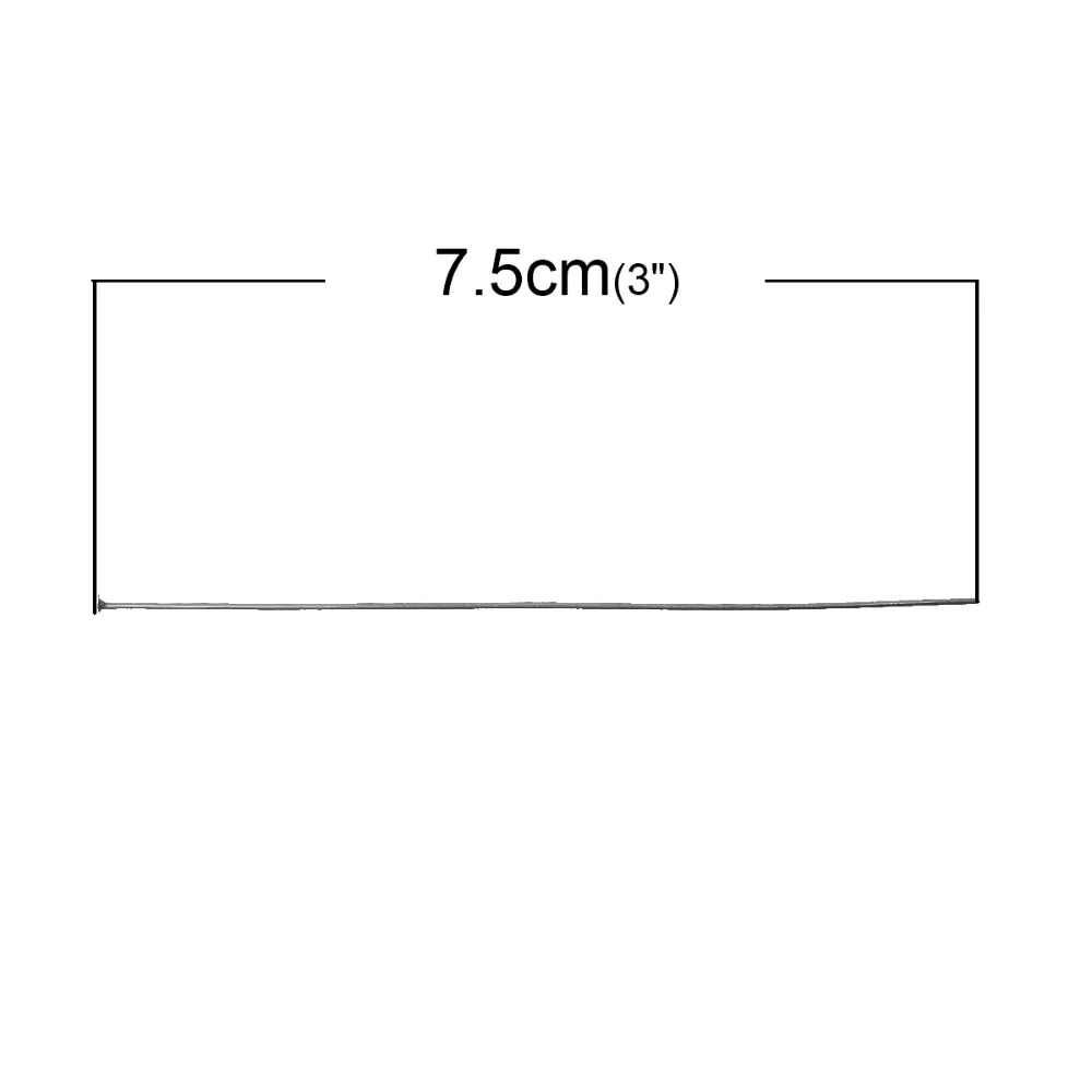 Шампуры из нержавеющей стали головки шпильки тусклые серебряный цвет для изготовления ювелирных изделий Аксессуары 7,5 см длиной, 0,7 мм(21 калибр,) 200 шт