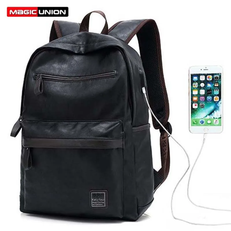 

Fashion School Backpack Vintage Canvas Backpack Leather School Bag Portable Wearproof Book Bag