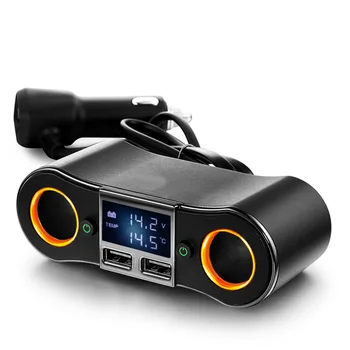 

12-24V 3.3Amp 40W Multi Socket Car Charger Car Cigarette Lighter Splitter Dual USB Ports Sockets Car Styling