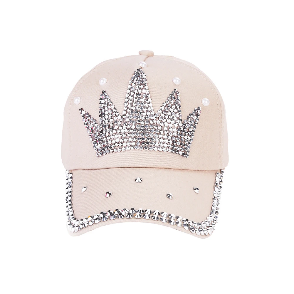 Модные женские Корона искусственный жемчуг стразы бейсболка Snapback Открытый шляпа от солнца