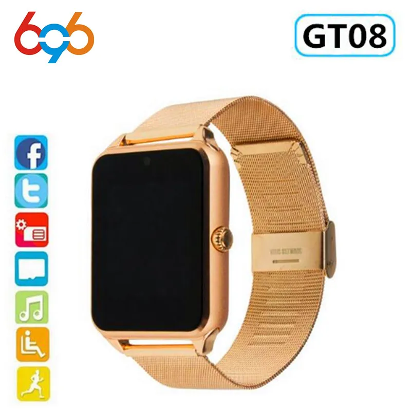 

696 Z60 Smart Watch GT08 Plus Metal Strap Bluetooth Wrist Smartwatch Support Sim TF Card Android Watch Multi-languages PK Y1 M26