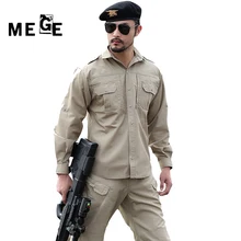 Mege Тактический Для мужчин сезон: весна–лето с длинным рукавом рубашка, армия Airsoft ripstop Camisa masculina, Охота Пеший Туризм Спортивная Верхняя одежда рубашка
