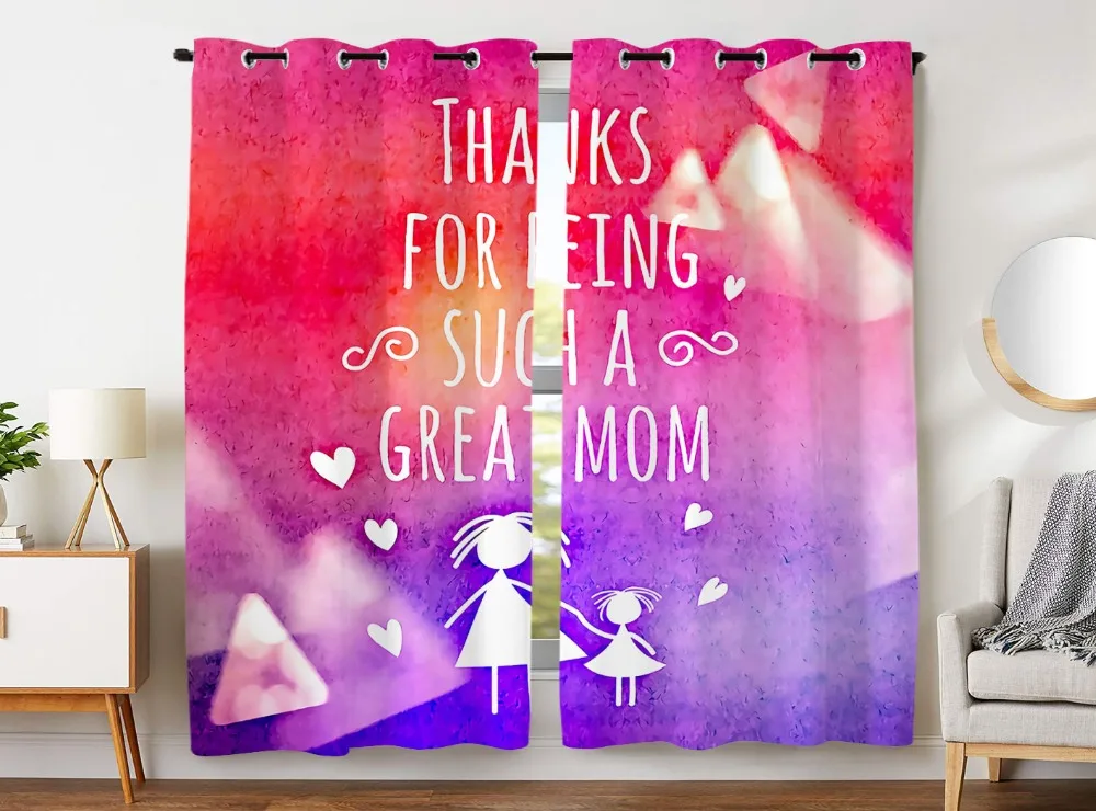 

HommomH Curtains (2 Panel) Grommet Top Darkening Blackout Room Thanks For Being Sucha Great Mom