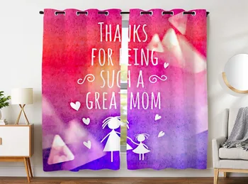 

HommomH Curtains (2 Panel) Grommet Top Darkening Blackout Room Thanks For Being Sucha Great Mom