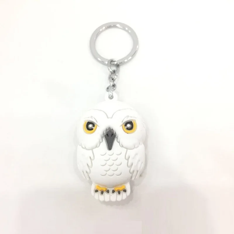 HP Harri with Brooms PVC 3D Keychain Toys Hedwig Dobby HARRI Hermione Owl Ron Figure Key Ring Pendant Toys For Children keychain