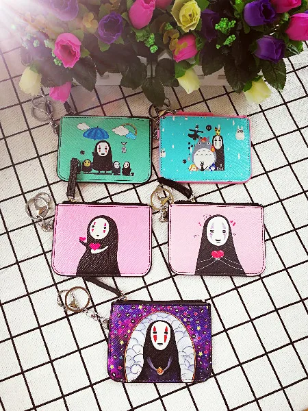 

IVYYE 1PCS Spirited Away Anime Plush Card Holder PU Cartoon Credit ID Bags Zipper Coin Bus Card Wallet Kid Girls Gifts New