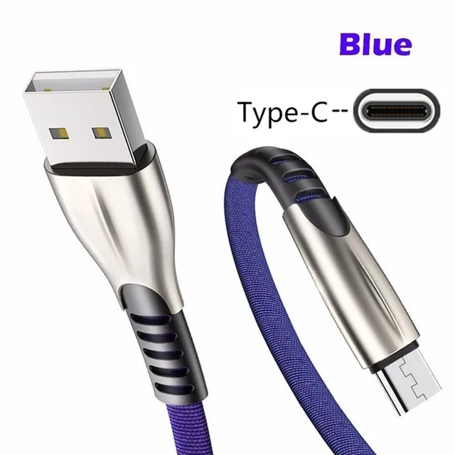 QC 3,0 Автомобильное зарядное устройство type C USB кабель для быстрой зарядки для samsung A20E A40 A50 A5 A7 Google Pixel 3a 3 XL huawei P20 lite - Тип штекера: Only Blue 1M Cable