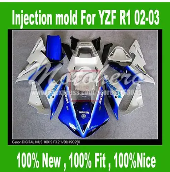 

100%Fit Injection fairings for Yamaha YZF R1 2002 2003 YZF R1 02 03 YZF1000 R1 YZF-R1 02-03 fairing kits Blue white #22w31a