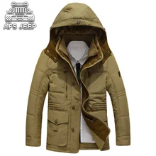 Зимние мужские куртки с капюшоном пуховая парка зимние пальто бренд AFS JEEP теплая плотная одежда Бизнес Повседневная Свободная одежда