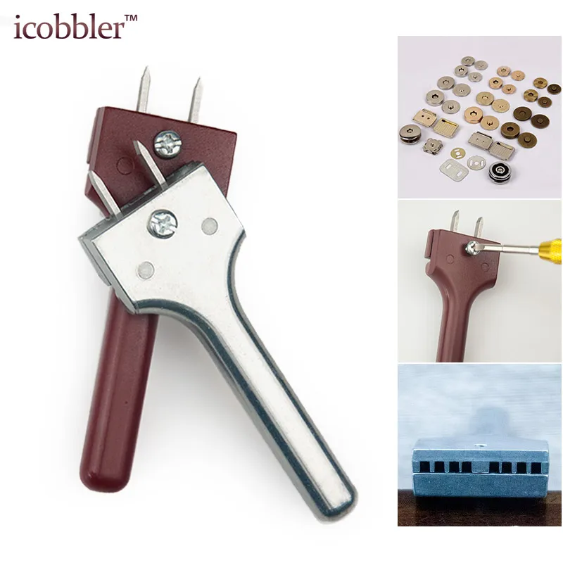

Leather Craft Tools Adjustable Buckle Installation Tool Fork Punch Magnetic Button 4-25mm Hole Spacing Manual DIY Punch