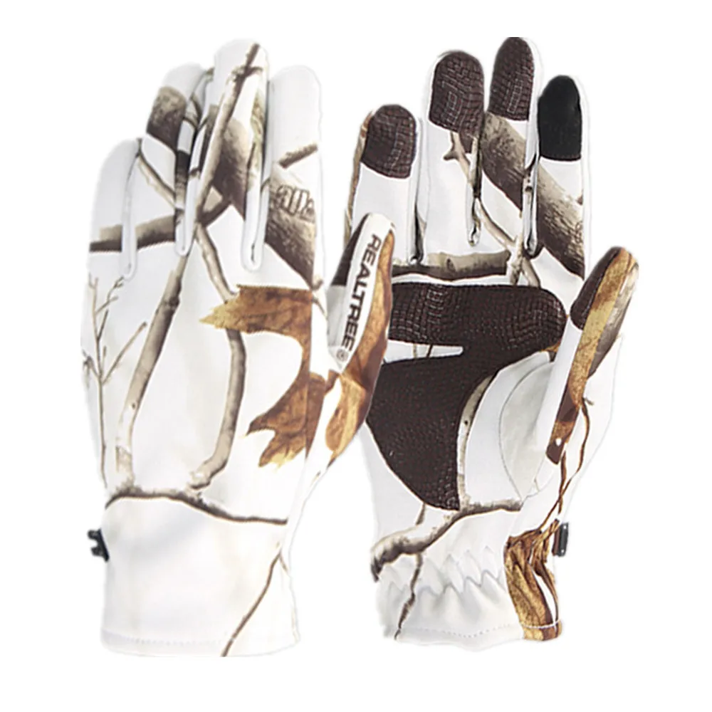 Новые зимние противоскользящие бионические снежные камуфляжные перчатки для рыбалки, теплые флисовые перчатки для полных пальцев, водонепроницаемые перчатки для сенсорного экрана