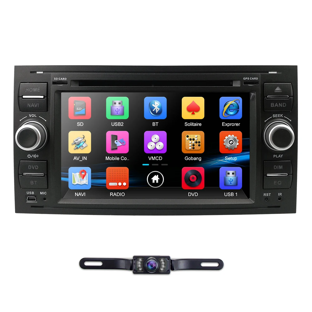 Sale Black Silver color  7" Car DVD Player For Ford Focus Mondeo S-Max 4 Galaxy Kuga Transmit  Monitor DVR Free camera + 8G map card 1