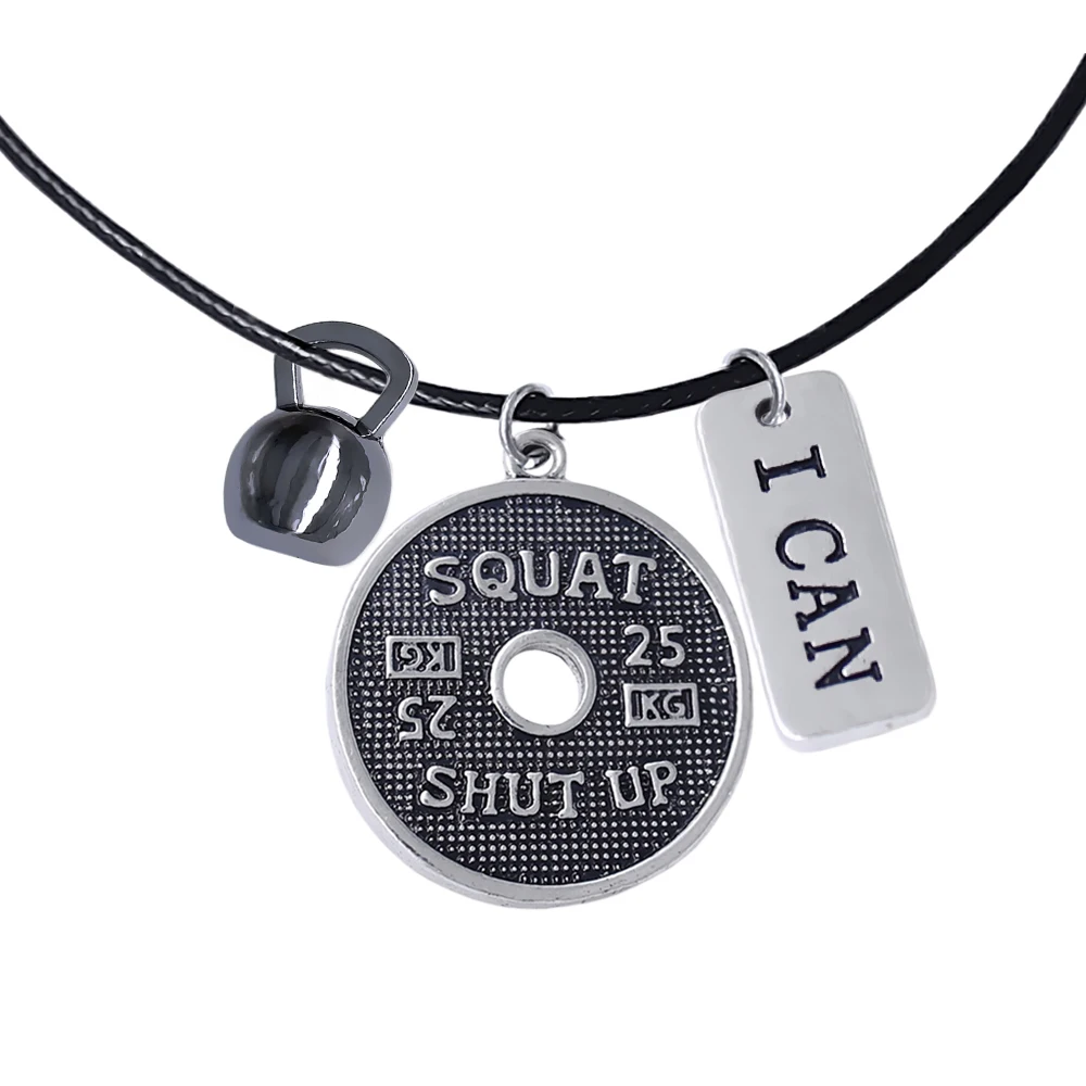 Gym Motivational Fitness Label Metal Charm Necklace Strong Men Power Symbol Sport Jewelry
