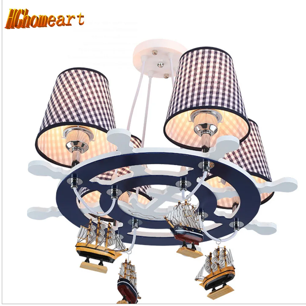 

Ceiling Child Cartoon LED Chandelier Nordic Style Mediterranean Rudder Nanhai Room Eye Protection Light