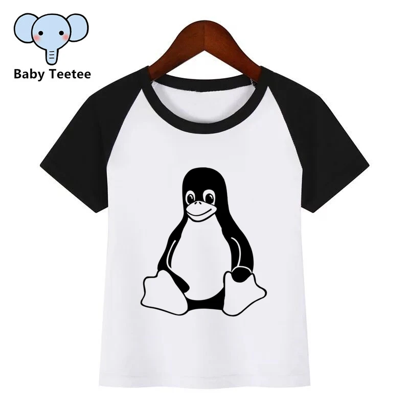 Футболка для мальчиков и девочек с рисунком пингвина из аниме LINUX|Тройники| |