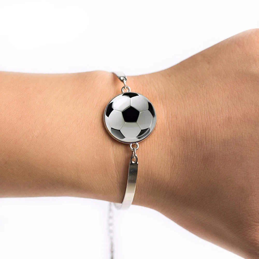 Football bracelet Jewelry Football silver bracelet Gift for Soccer Player gift