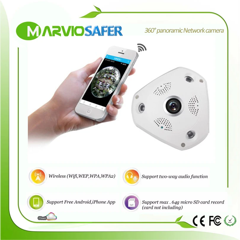 

Marviosafer 3MP 5MP WIFI 3D VR Camera 360 Degree Panoramic View Fisheye IR Night Vision wi fi wi-fi IP Network Camera Wireless