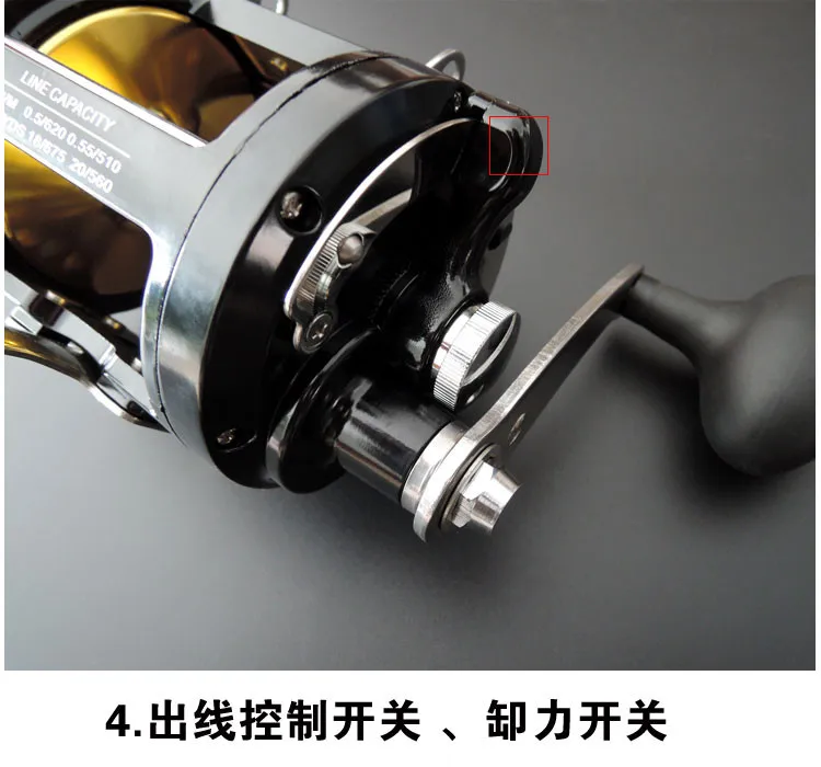 Relação de Engrenagem Power Trolling Carretel Super Forte Barco Pesca Jigging Grande Jogo Água Salgada Mar 55lb 8bb 3.4: 1 8 Cheap Carretilhas de pesca