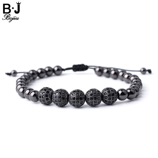 Bojiu Zircon Bracelet Men Jewelry Fashion Gold Color Pave Bead High Bojiu Zircon Bracelet Men Jewelry Fashion Gold Color Pave Bead High Quality Gifts Rope Braided