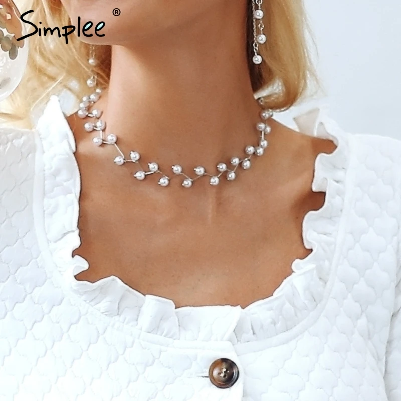 Beste Simplee Fashion zilveren parel ketting womens Kleding accessoires trendy elegante feestkleding hanger Vintage charm fine jewelry