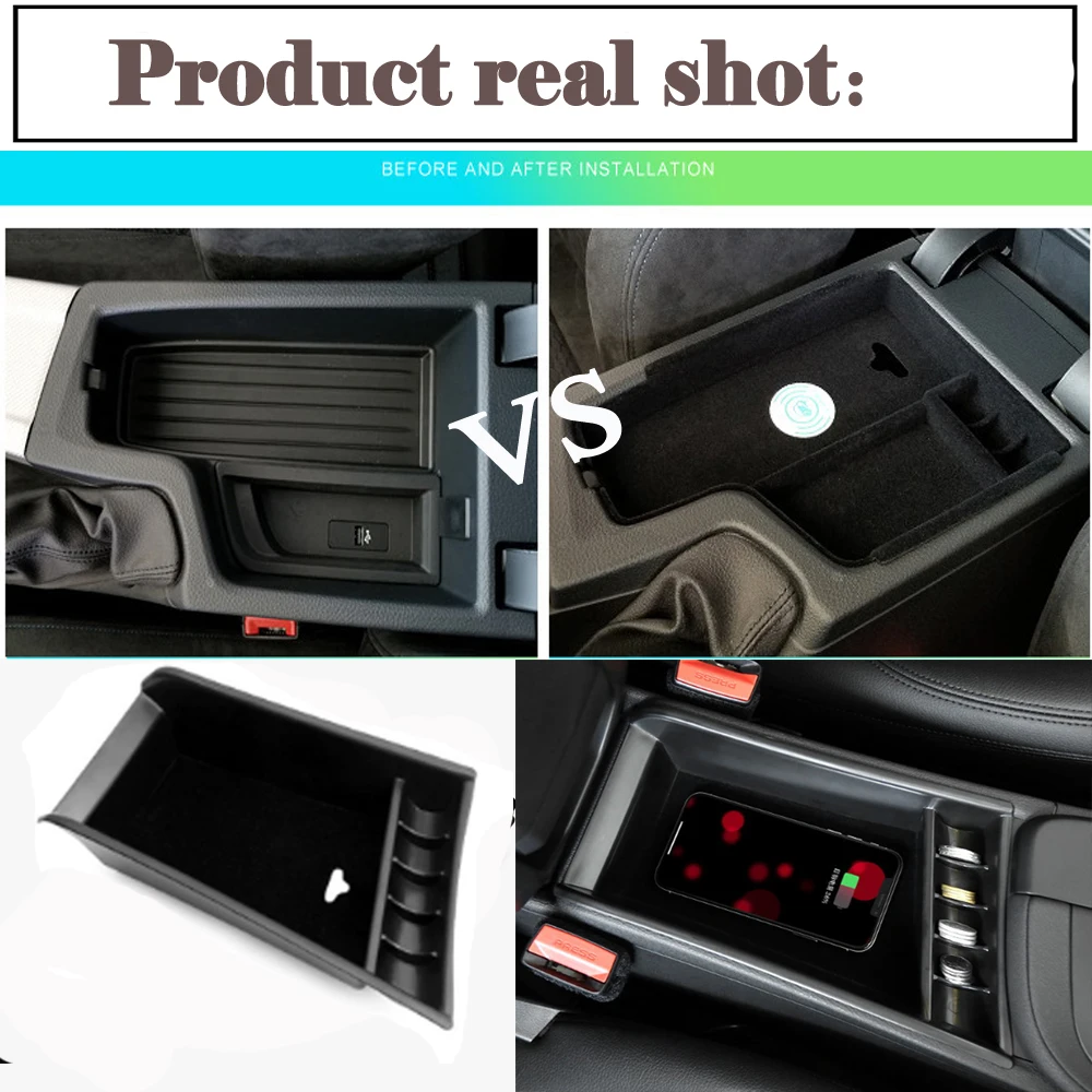 Для BMW QI Беспроводное зарядное устройство смарт беспроводной зарядки Держатель Телефона Коробка для хранения для X1 X2 F48 F39
