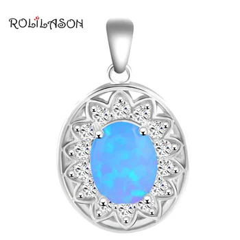

Stylish Design Nobby Zirconia Blue Fire Opal Silver Stamped Necklace Pendant for women High quality Fashion jewelry OP556