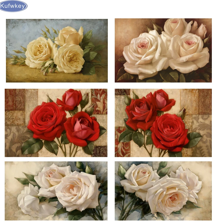 

5D DIY Diamond Painting Flower Mosaic Art Needlework Pink Tulip Red Rose Picture Rhinestone Cross Stitch Diamond Embroidery