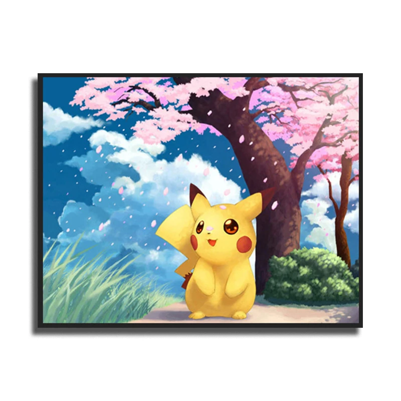5d Diy Diamond Painting Cartoon Cute Pikachu Wallpaper Diamond