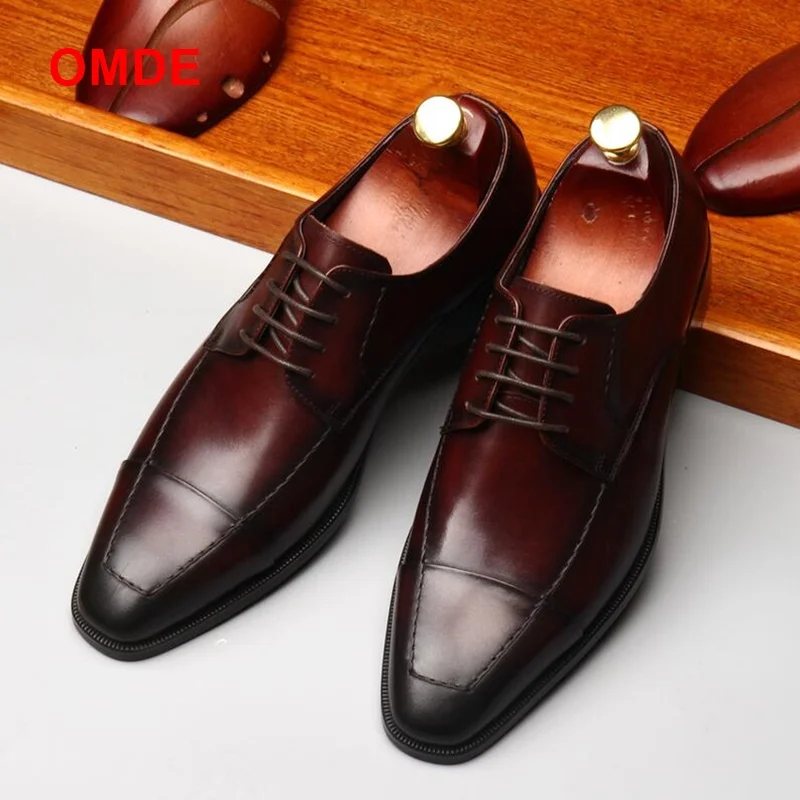 OMDE New Arrival British Style Square Toe Men Leather Shoes Lace up ...