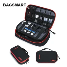 Bagsmart переносная сумка для путешествий с цифровым аксессуаром, переносная сумка-Органайзер для кабеля, водонепроницаемая нейлоновая сумка для USB Kindle, кабель для аккумулятора