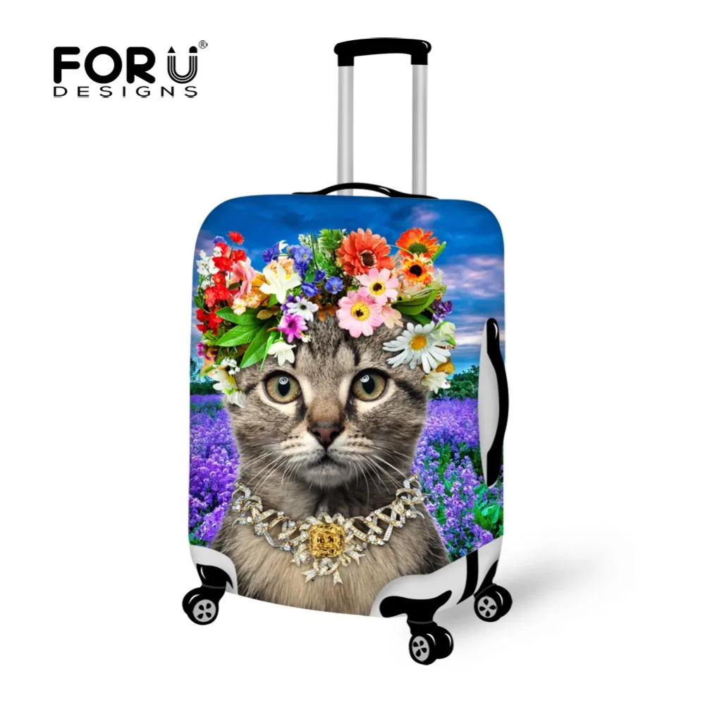 Cute Flower Cat Printing Travel Luggage Cover Elastic for 18 30 inch