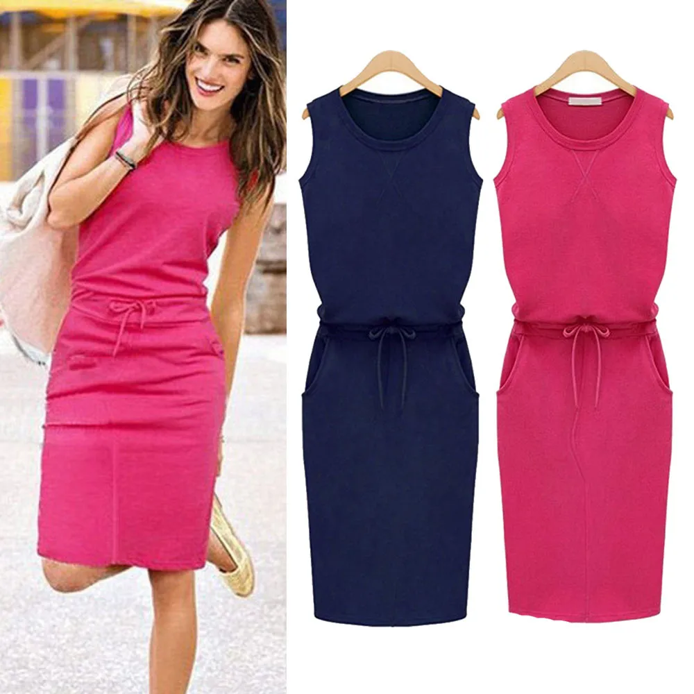 

Womens Holiday Sleeveless Sundress Ladies Summer Beach Casual Party Dress 2642515