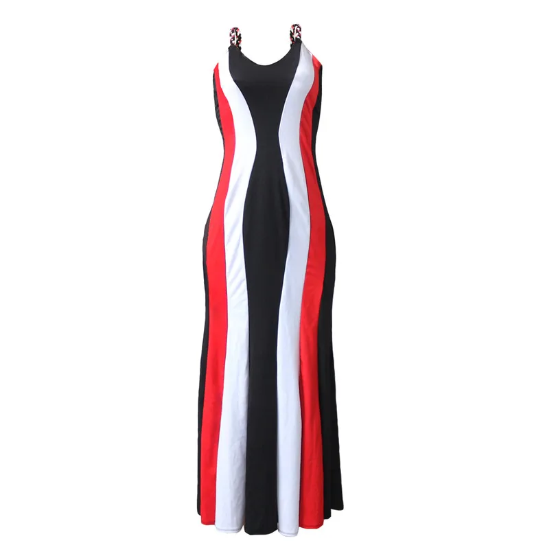 

(3sizes:L XL XXL)2019 new fashion knit gallus backless sexy dress dashiki famous brand multicolor long dresses for lady/ women