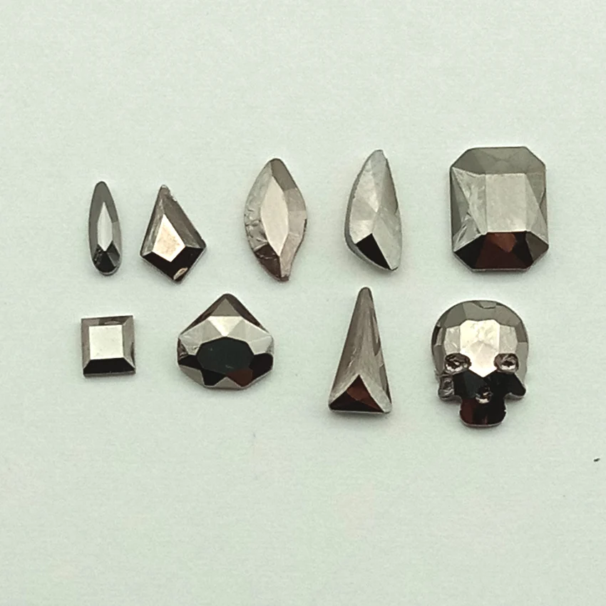 

20 Pcs Jet Crystal Strass Stones Dark Hue Multiple shapes Glass Nail Rhinestones For Nails Art 3D Decorations Supplies Accessory