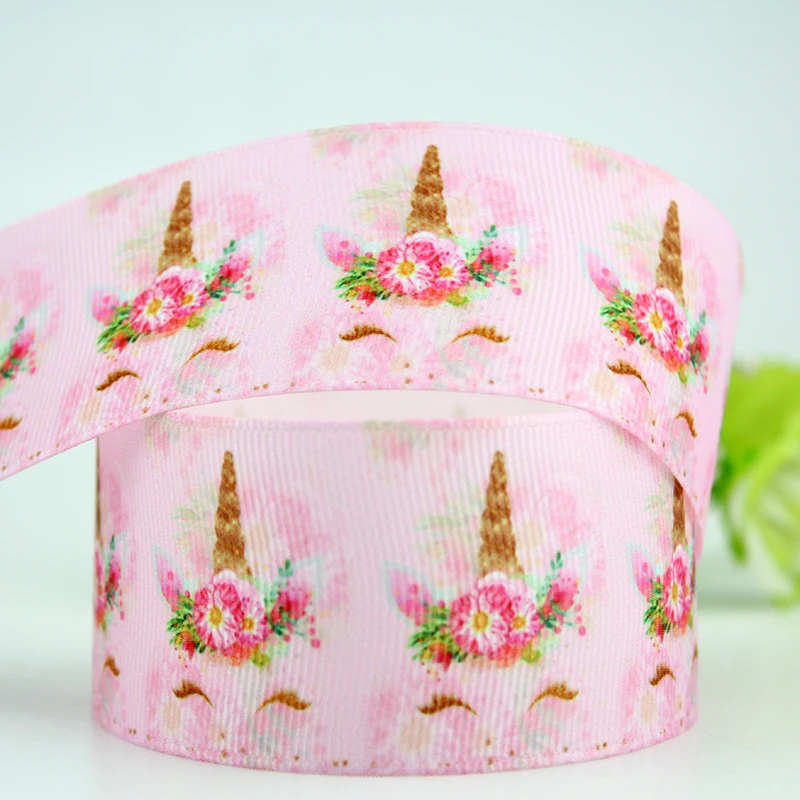 

Pink printed flowers ribbons 38mm grosgrain cartoon unicorn ribbon 10 yards DIY materails wedding party decoration webbing