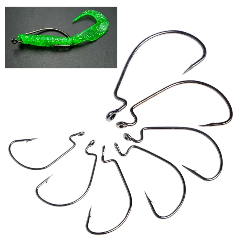 20Pcs Fishing Black Bait Crank Hook Soft Lure High Carbon Steel Tackle Fishhooks 10166 | Спорт и развлечения