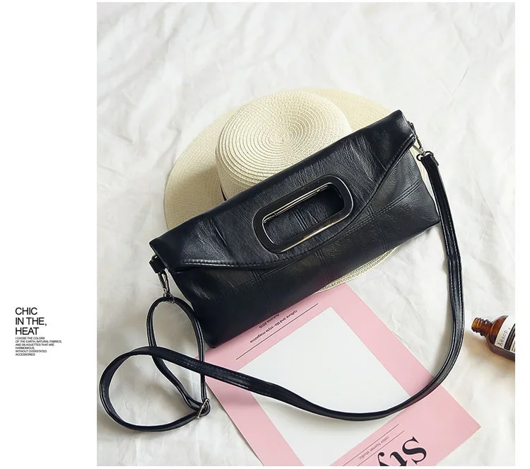 MJ Women's Handbag PU Leather Shoulder Bag Fashion Top-Handle Bags Korean Style Crossbody Bag Female Vintage Soft Leather Clutch (24)