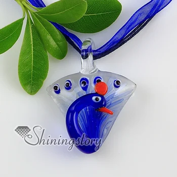 

peacock with flowers inside Itailian lampwork murano glass necklaces pendants glass pendant necklace jewelry charm and pendants