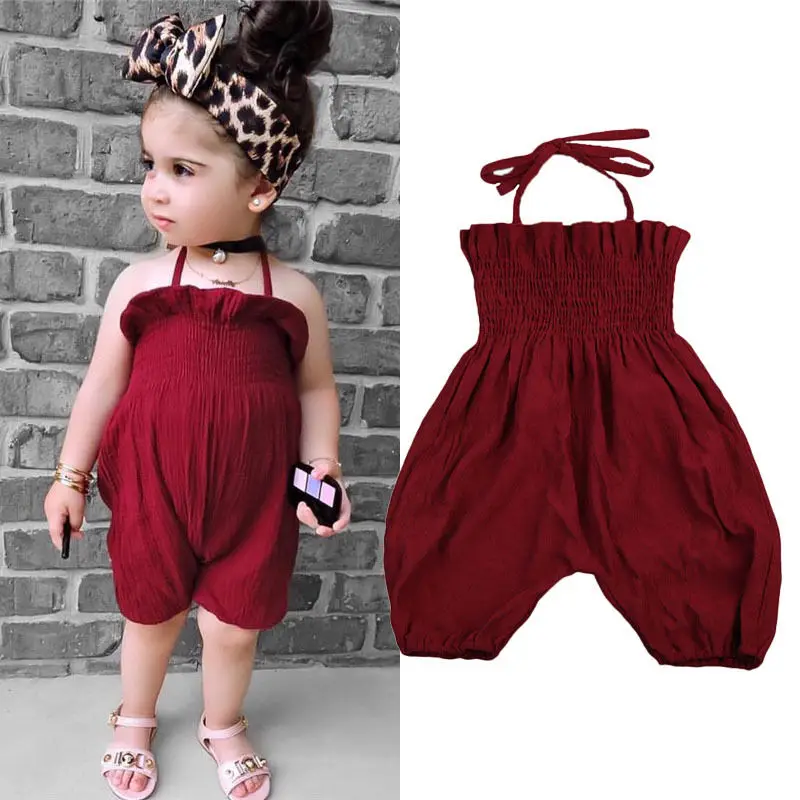 Cute Baby Summer Rompers 2017 New Kids Baby Girl Solid Romper