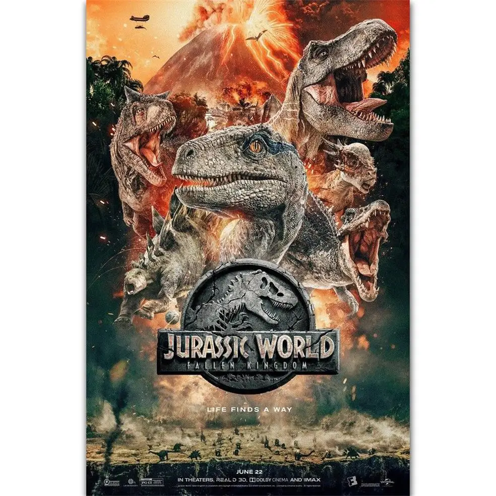 FX032 Jurassic World Fallen Kingdom New 2018 Movie Dinosaurs Film Poster Art Picture Large Silk Canvas Room Wall Printing Decor(1)