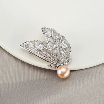 

Luxury Stone Butterfly Silver Brooches Women Natural Pearl Brooch Lapel Pins for Wedding Brooch Crystal Jewelry Accessories