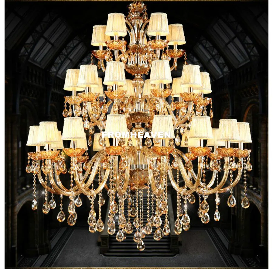 Modern D120cm H150cm 30L crystal Luxury Cognac/Amber Color Light K9 Fashion Chandelier Crystal Top Grade K9 Chandelier Lighting